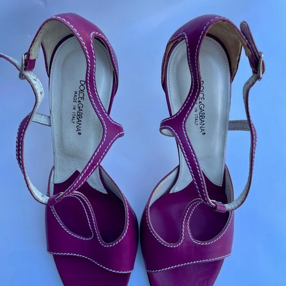 Dolce and Gabbana Leather T-Strap Sandals 39,5 - Picture 8 of 13